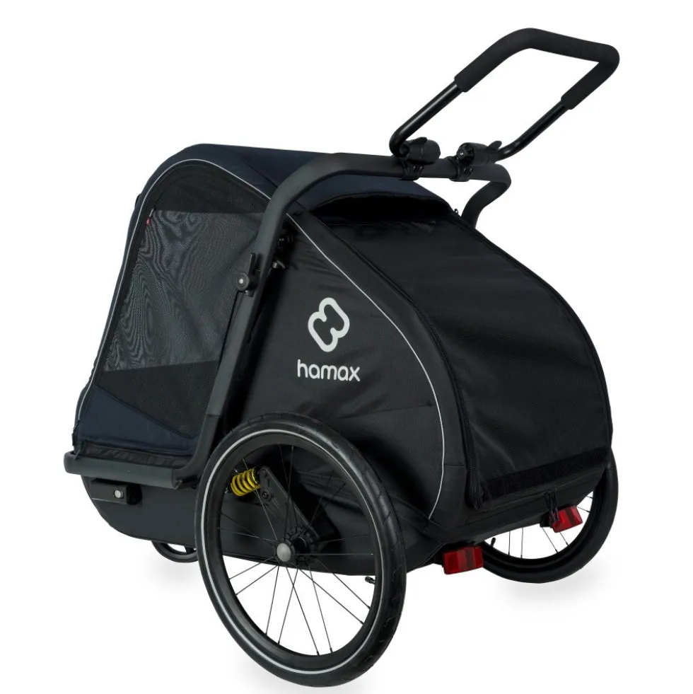 Hamax Pluto Large Fietskar voor Honden - Incl. dissel en buggywiel - marineblauw/zwart