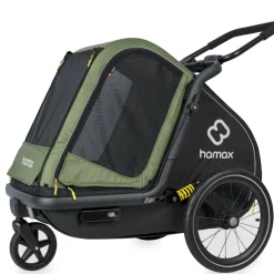 Hondenkarren < Hamax Pluto Medium Fietskar voor Honden - Incl. dissel en buggywiel - groen/zwart