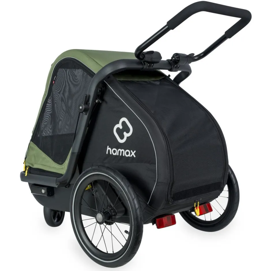 Hondenkarren < Hamax Pluto Medium Fietskar voor Honden - Incl. dissel en buggywiel - groen/zwart