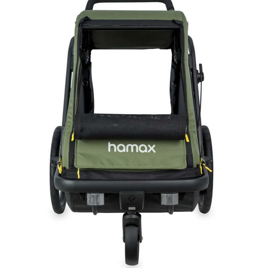 Hondenkarren < Hamax Pluto Medium Fietskar voor Honden - Incl. dissel en buggywiel - groen/zwart