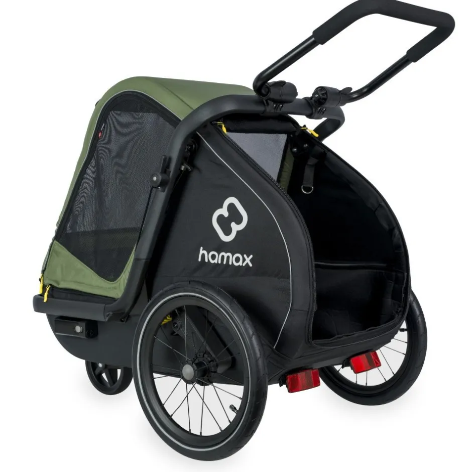 Hondenkarren < Hamax Pluto Medium Fietskar voor Honden - Incl. dissel en buggywiel - groen/zwart