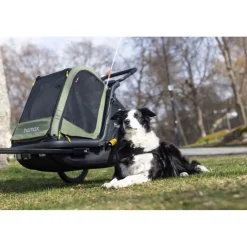 Hondenkarren < Hamax Pluto Medium Fietskar voor Honden - Incl. dissel en buggywiel - groen/zwart