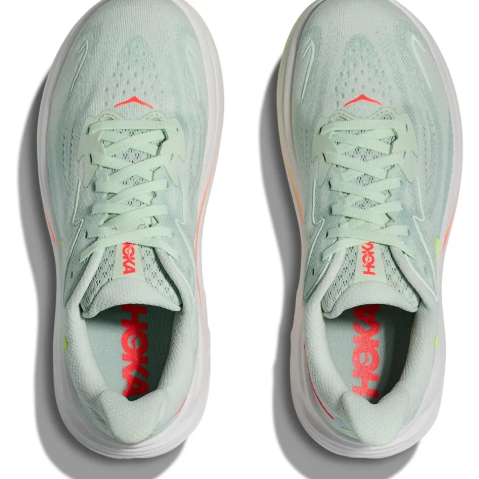Hoka Clifton 10 Hardloopschoenen Dames - sea glass / neon flame