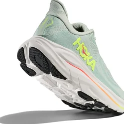 Hoka Clifton 10 Hardloopschoenen Dames - sea glass / neon flame
