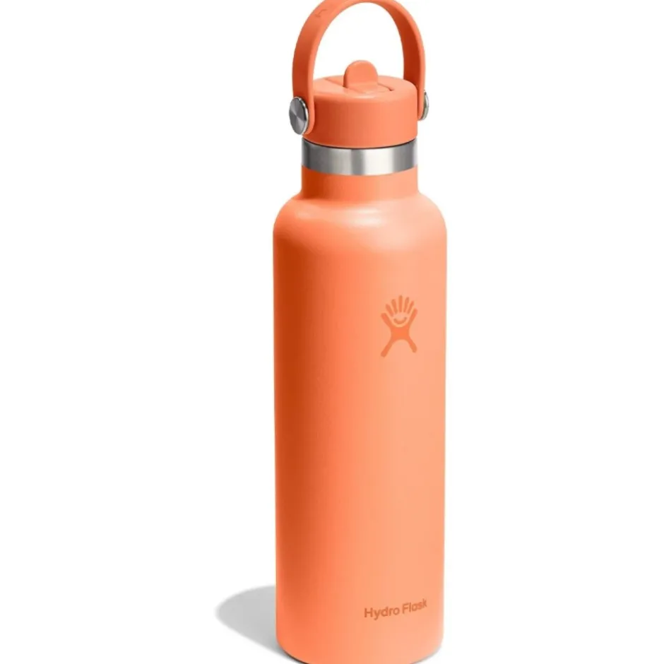 Outdoor Flessen & Thermosflessen < Hydro Flask 21oz Standard Mouth Isoleerfles + Flex Straw Decksel - 621ml - Nectar Orange