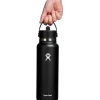Hydro Flask 32oz Wide Mouth Isoleerfles + Flex Straw Dop - 946ml - Zwart