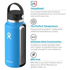 Hydro Flask 32oz Wide Mouth Thermofles + Flex Dop - 946ml - zwart