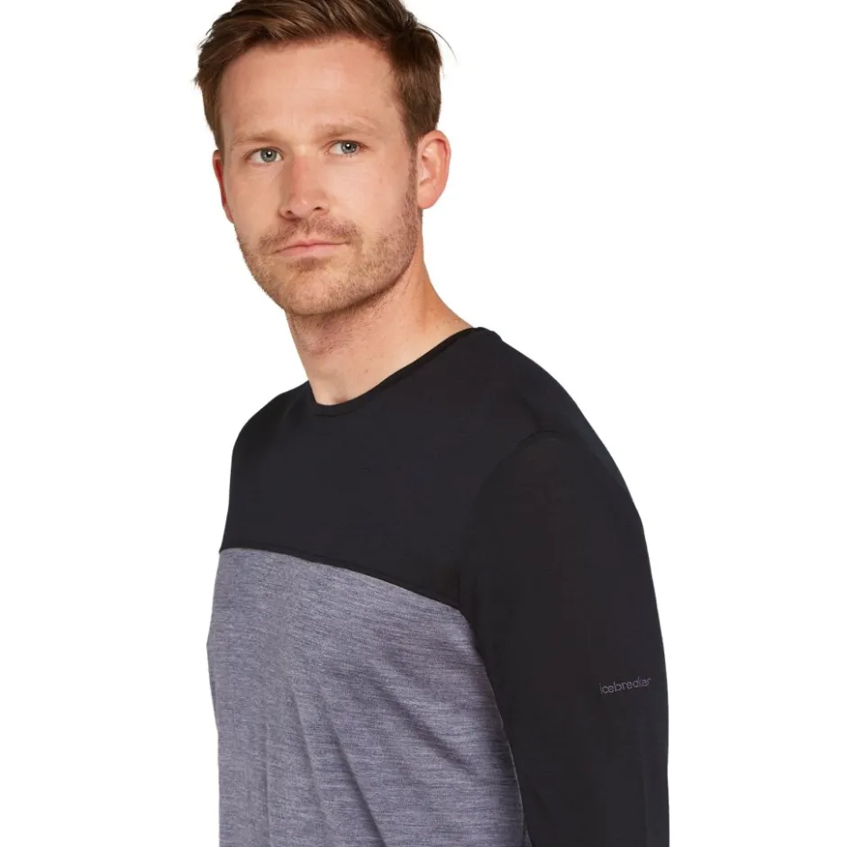 T-Shirts En Tops < Icebreaker Merino 125 Cool-Lite™ phere Colour Block T-hirt met lange mouwen voor heren - Graphite Hthr/Zwart