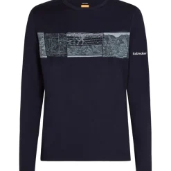 Icebreaker Merino 200 Oasis Crewe Elevation Line Shirt met Lange Mouwen Heren - Midnight Navy