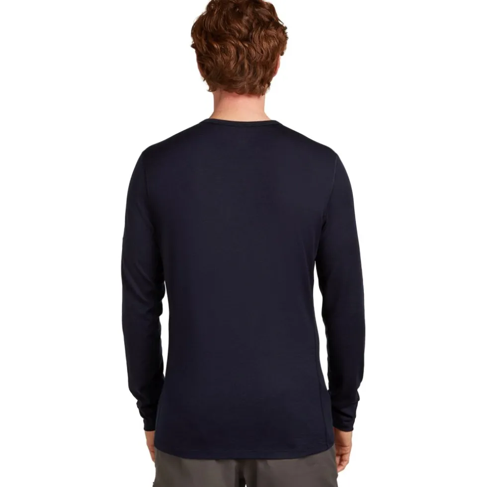 Icebreaker Merino 200 Oasis Crewe Elevation Line Shirt met Lange Mouwen Heren - Midnight Navy