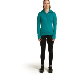 Icebreaker Merino 260 Quantum Hoodie met lange mouwen en ritssluiting voor dames - Tidal Teal