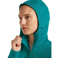 Icebreaker Merino 260 Quantum Hoodie met lange mouwen en ritssluiting voor dames - Tidal Teal