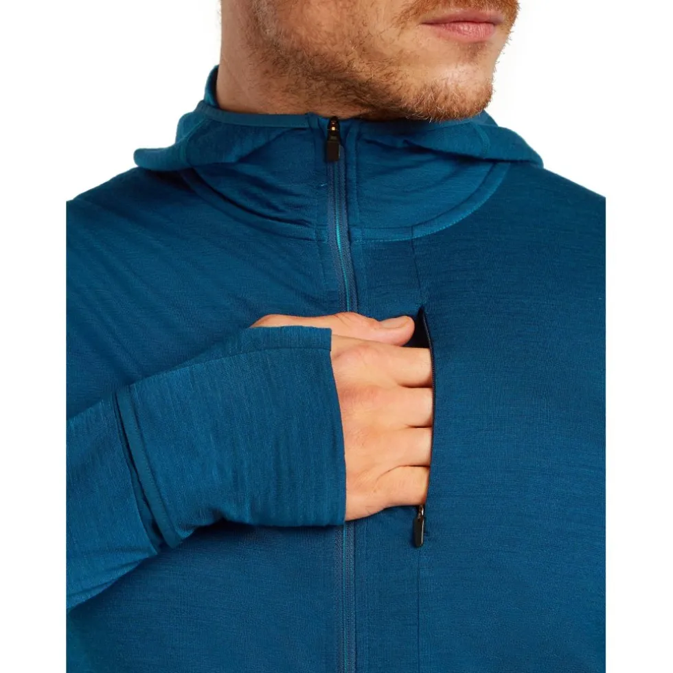 Icebreaker Merino 200 Realfleece™ Descender Herenhoodie met lange mouwen en ritssluiting - Atlantis/Arctic