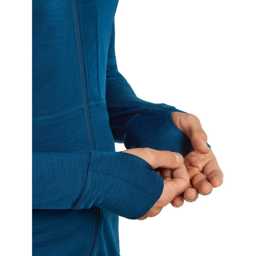 Icebreaker Merino 200 Realfleece™ Descender Herenhoodie met lange mouwen en ritssluiting - Atlantis/Arctic