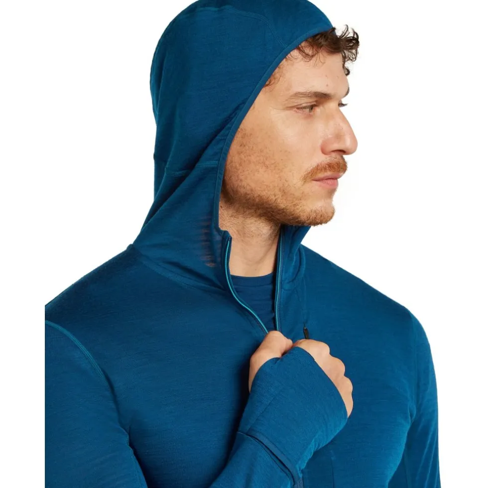 Icebreaker Merino 200 Realfleece™ Descender Herenhoodie met lange mouwen en ritssluiting - Atlantis/Arctic