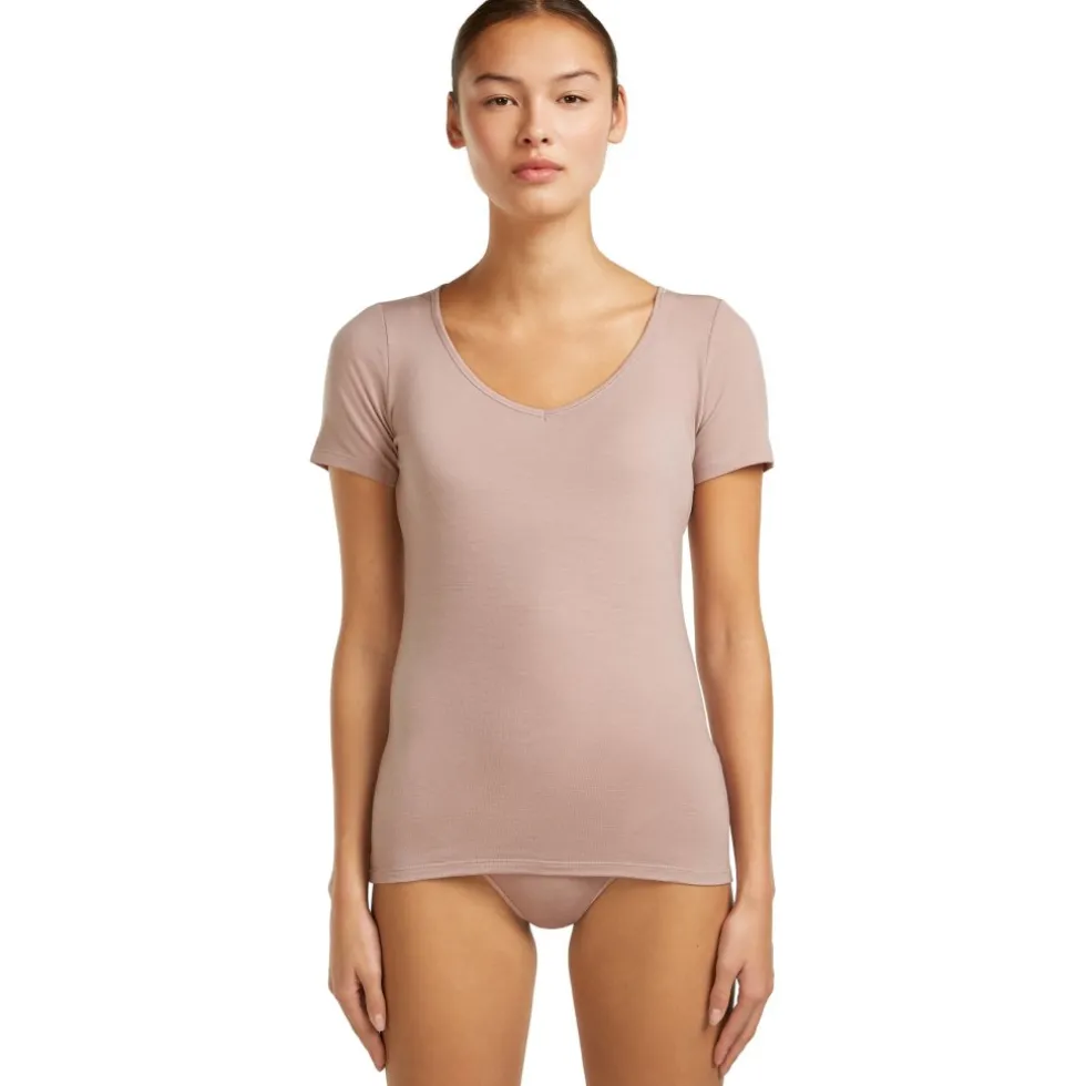 Icebreaker Merino Siren Sweetheart Korte mouw top dames - Pink Quartz