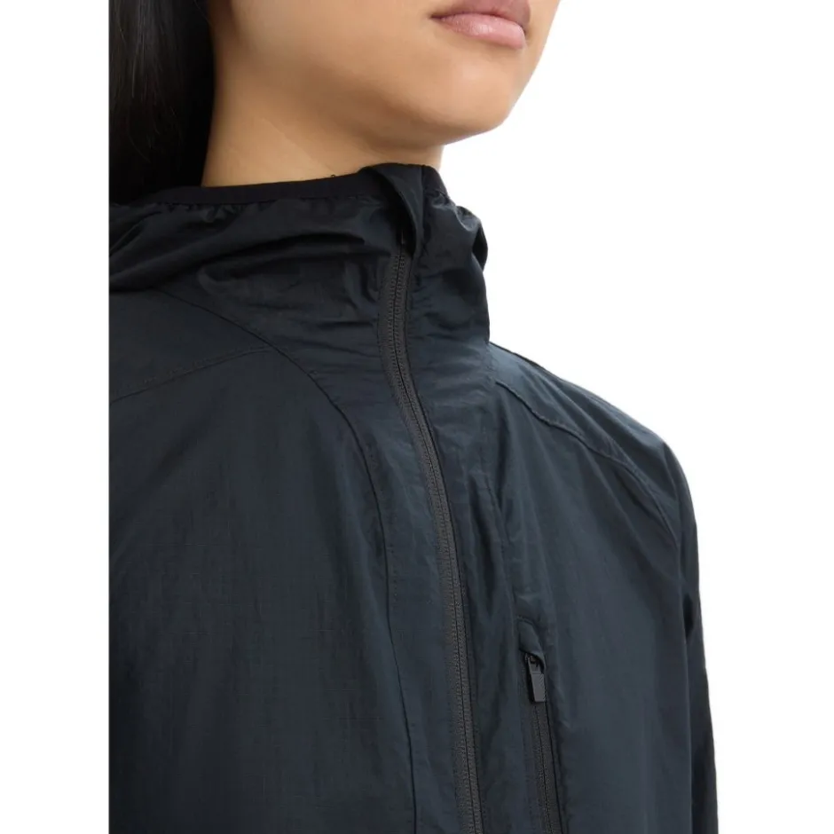 Jassen & Vesten < Icebreaker hell+™ Merino Cotton Windbreaker Dame - Zwart