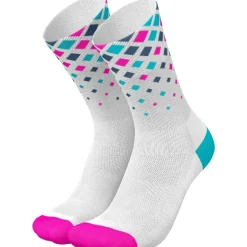 INCYLENCE Running Crystals Hardloopsokken - Wit Pink Cyan
