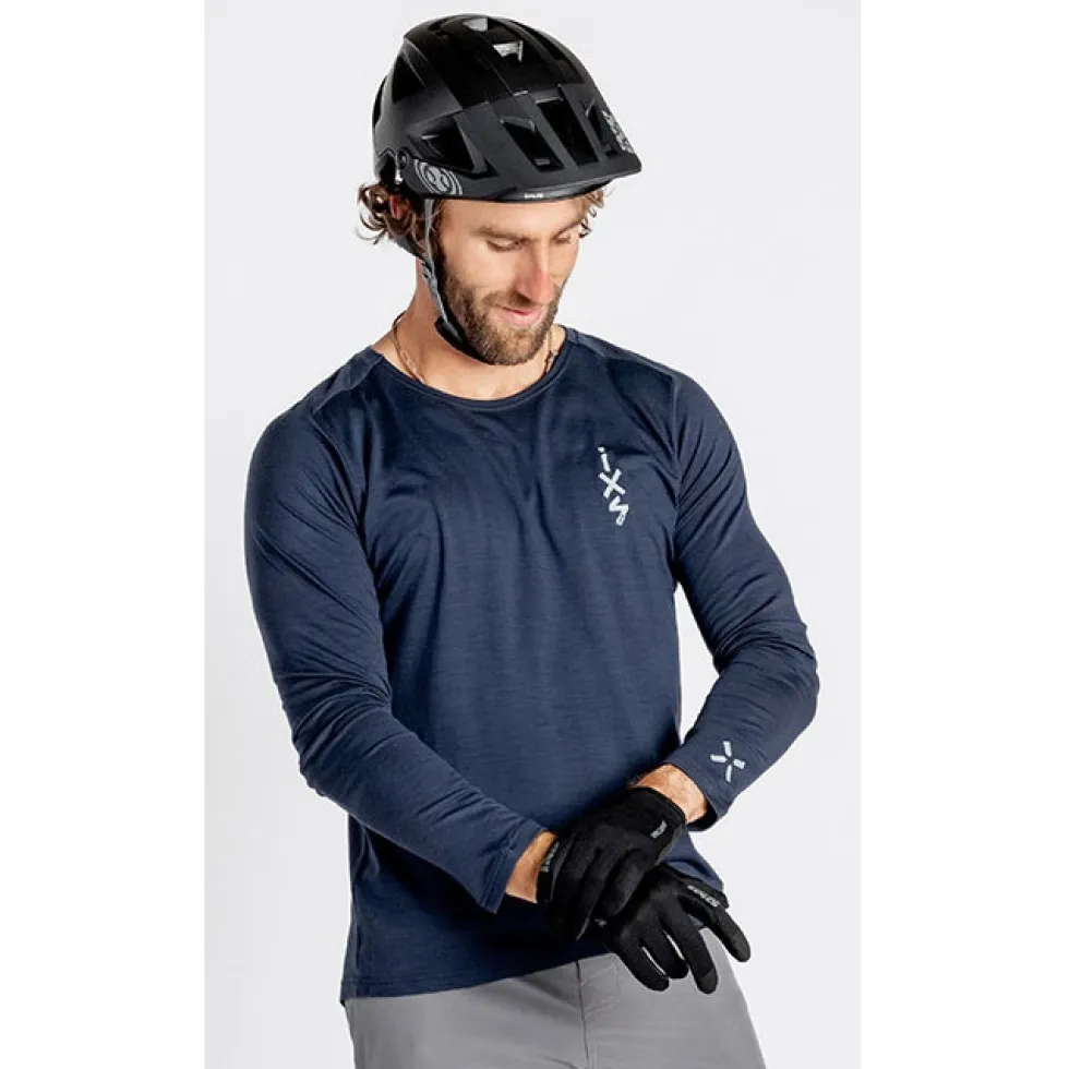 iXS Flow Merino MTB Fietsshirt met Lange Mouwen Heren - marine