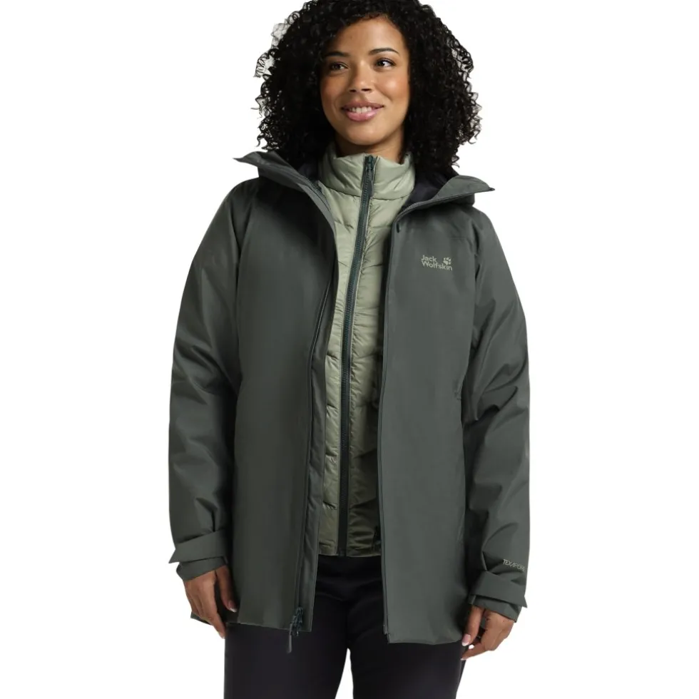 Jack Wolfskin Icecape 3In1 Donsjas Dames Rds - slate green