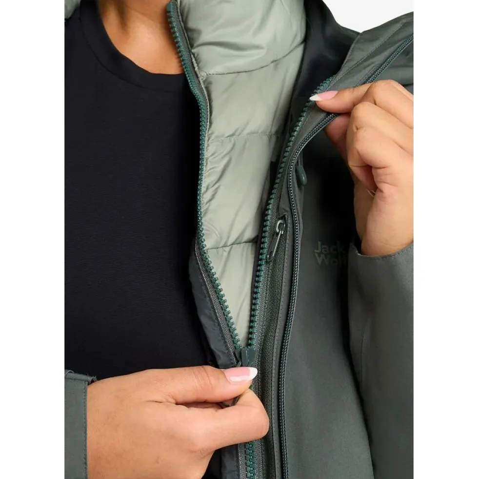 Jack Wolfskin Icecape 3In1 Donsjas Dames Rds - slate green