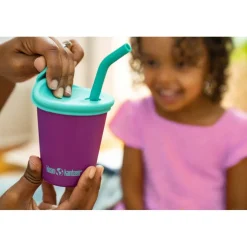Klean Kanteen Roestvrij staal drinkbeker Kid Cup 296 ml met rietje + deksel - super sonic