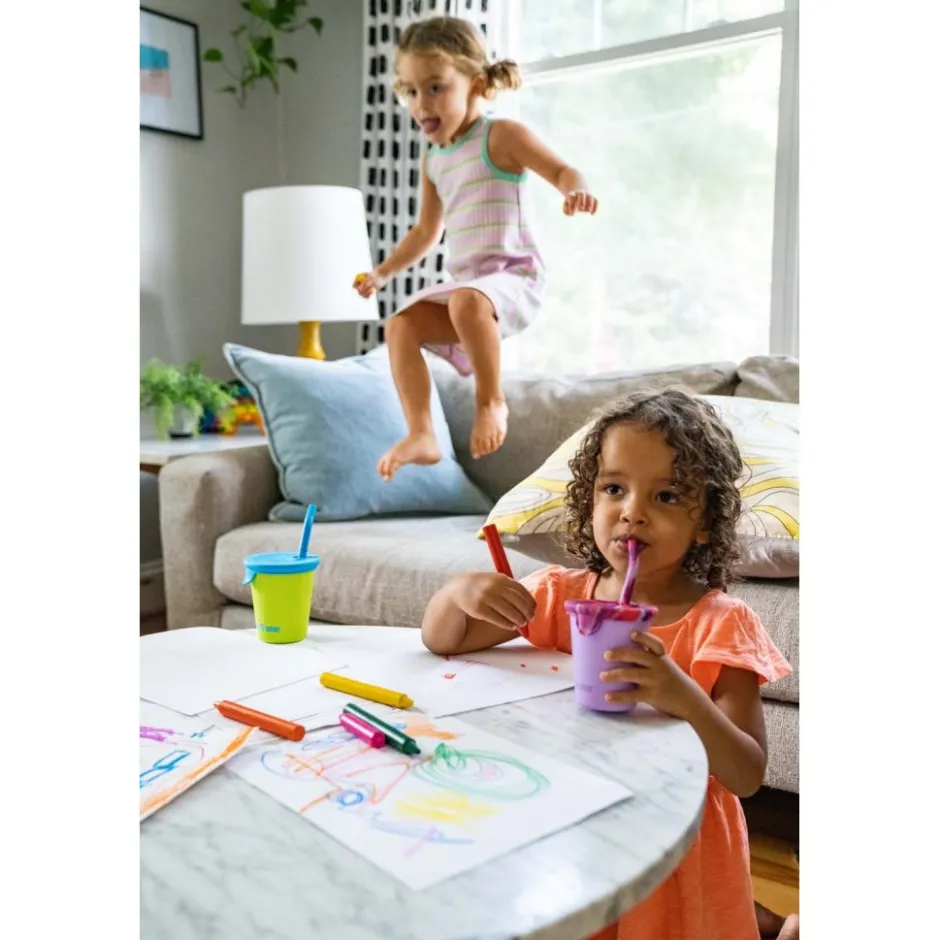 Outdoor Flessen & Thermosflessen < Klean Kanteen Roestvrij staal drinkbeker Kid Cup 296 ml met rietje + deksel - paisley purple
