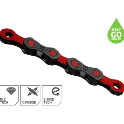 KMC DLC Ketting - WAXED | 12-voudig - zwart/rood