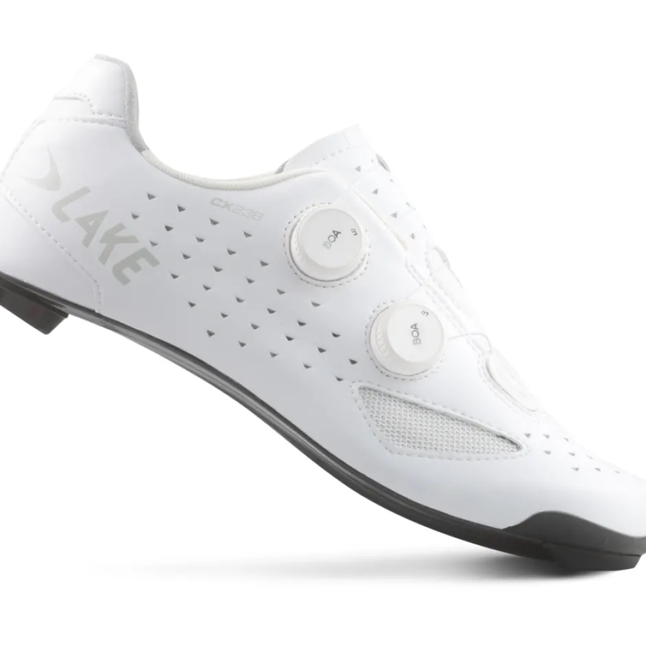 Wielrenschoenen|Wielrenschoenen < Lake CX238 Racefietsschoenen Heren - Clarino Microvezel - wit/wit