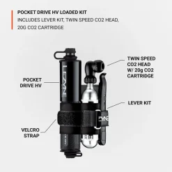 Lezyne CNC Pocket Drive HV - Minipomp incl. hendelset & CO2-patroon - glossy black