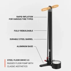 Vloerpompen < Lezyne Steel HP Floor Drive 3.5 Vloerpomp - grijs mat
