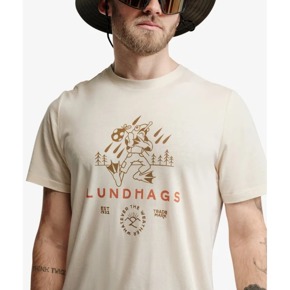 Lundhags Järpen Printed T-Shirt Heren - Chalk White 00300