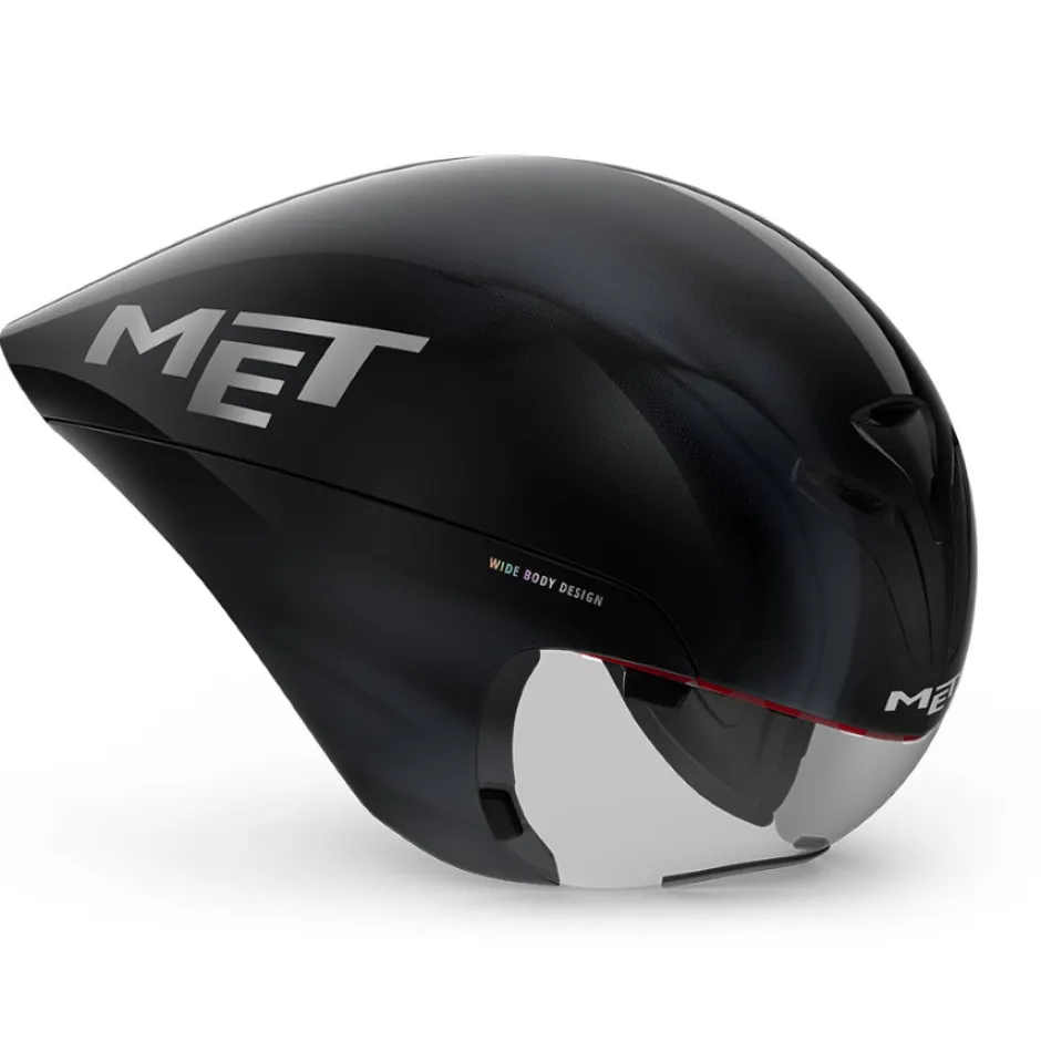 Tijdrithelmen < MET Drone Wide Body Hel - black iridescent glossy