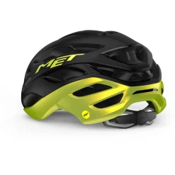 MET Estro MIPS Fietshelm - black/lime yellow metallic glossy