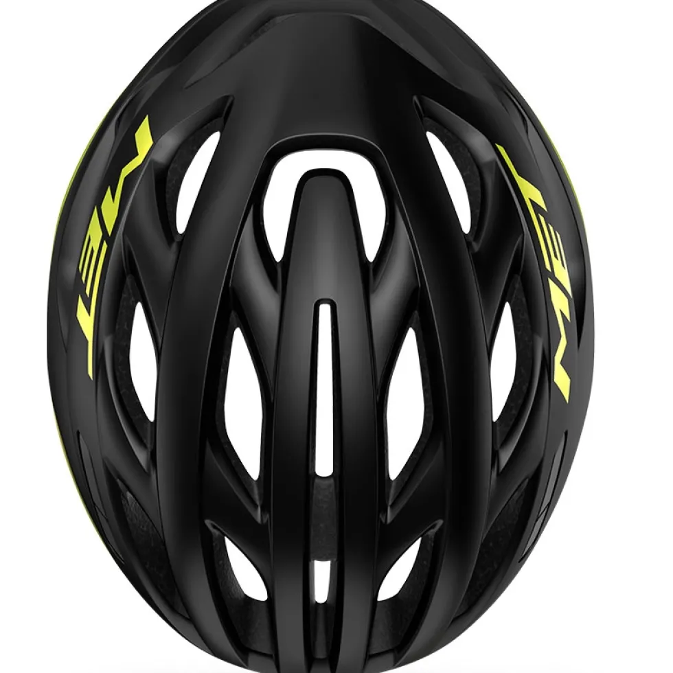 MET Estro MIPS Fietshelm - black/lime yellow metallic glossy