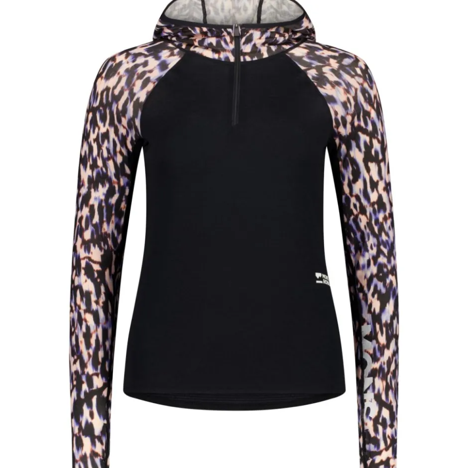 T-Shirts En Tops|Shirts & Midlayers < Mons Royale Bea erino Hooded hirt et ange ouwen voor dae - rock eopard / back