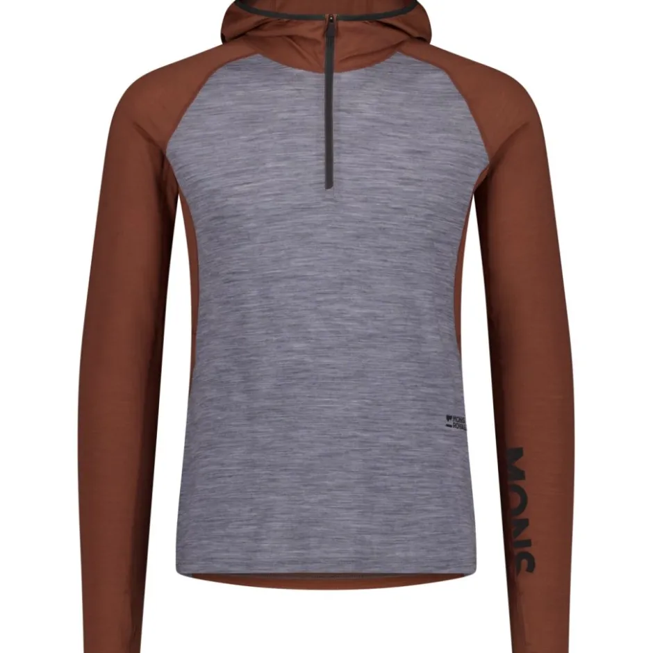T-Shirts En Tops|Shirts & Midlayers < Mons Royale Tepe erino Heren shirt et capuchon en ange ouwen - cinnaon / grey heather