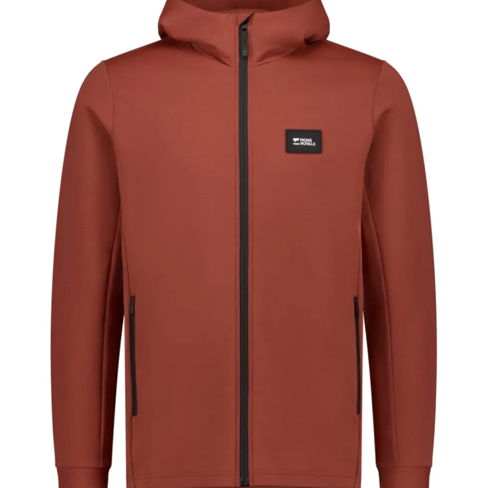 Mons Royale Arcadia Merino Fleece Jas met Capuchon Heren - sienna
