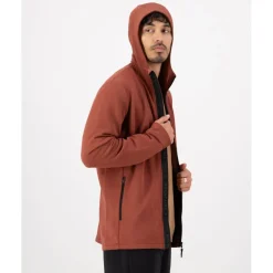 Mons Royale Arcadia Merino Fleece Jas met Capuchon Heren - sienna