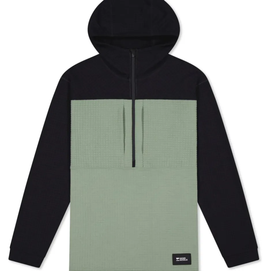 Shirts & Midlayers < Mons Royale Offgrid erino Fleece 1/2 Zip hirt et Lange ouwen Heren - willow / zwart