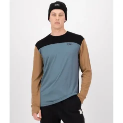 Mons Royale Yotei Merino Shirt met Lange Mouwen Heren - goblin blue / toffee / black