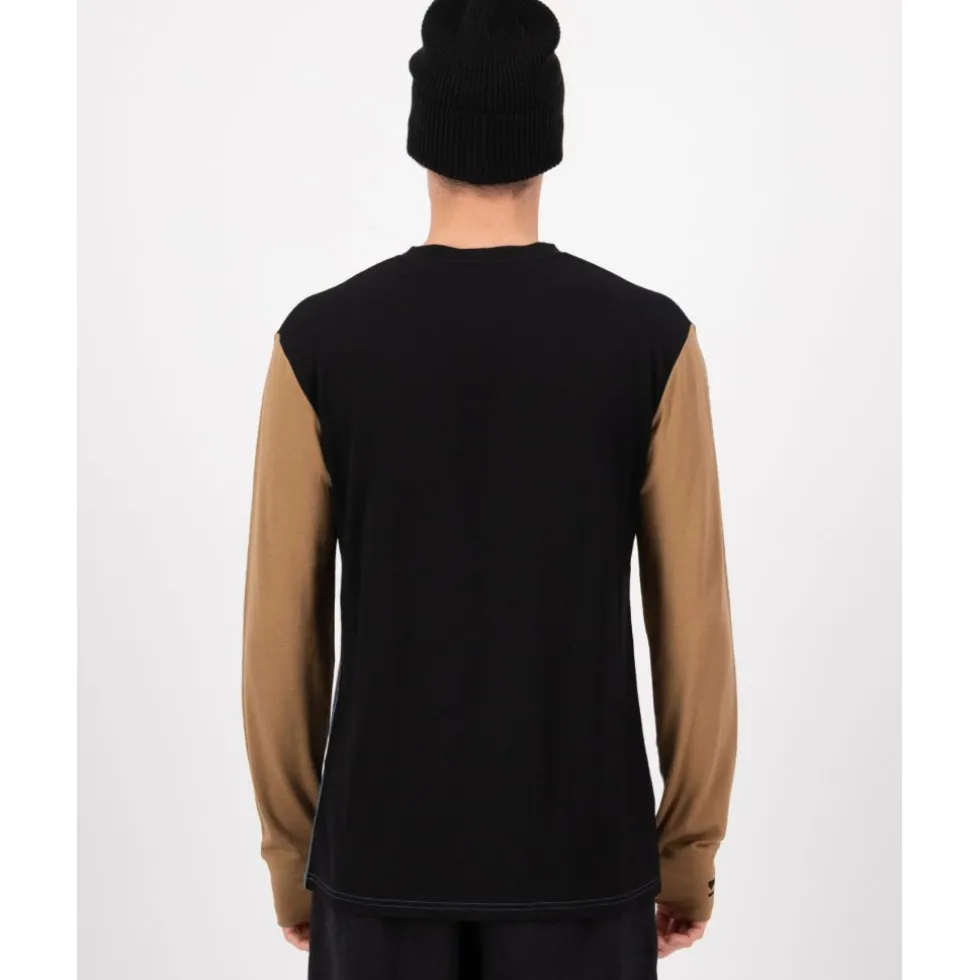Mons Royale Yotei Merino Shirt met Lange Mouwen Heren - goblin blue / toffee / black