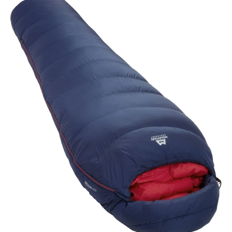 Slaapzakken < Mountain Equipment Helium 400 Regular Slaapzak Dames ME-006070 - zip left - medieval blue