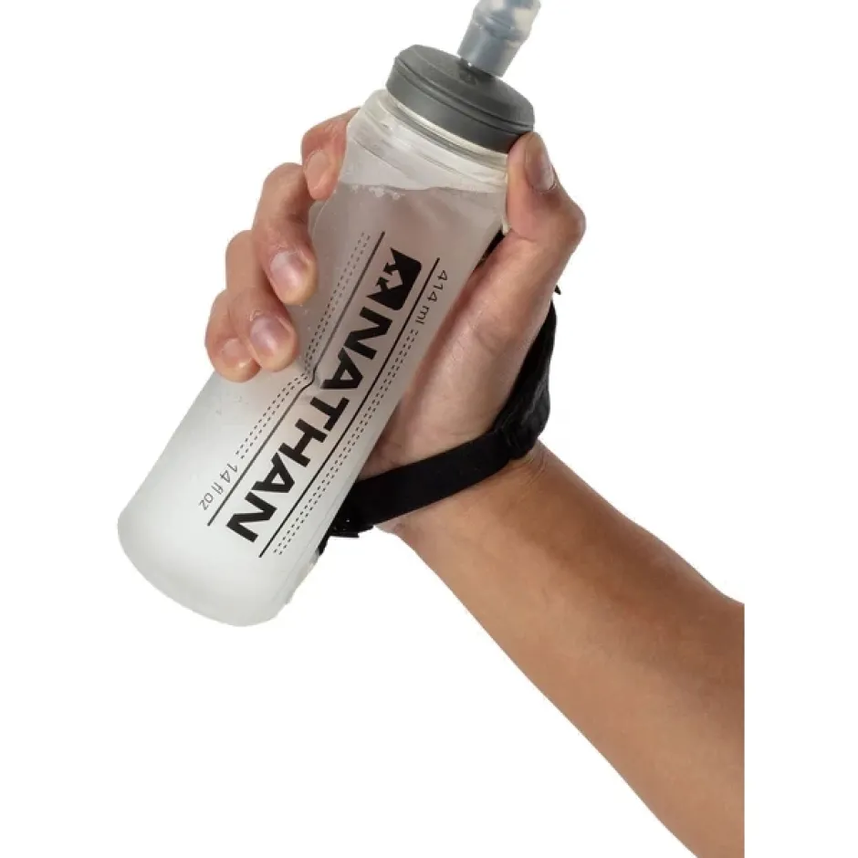 Bidons < Nathan Sports ExoShot Lite 14oz/414ml Handheld Bottle - black / reflective silver