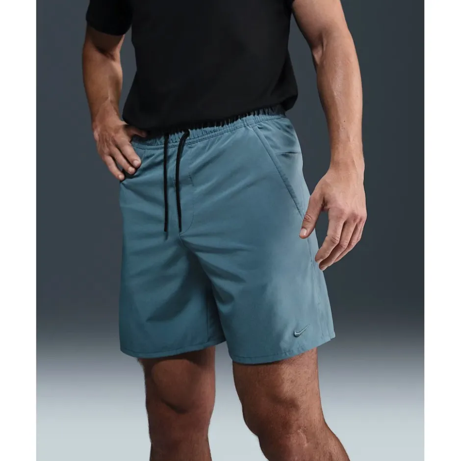 Broeken < Nike Dri-FIT Unlined Woven Korte Broek 7" Heren - mokey blue/black/mokey blue DV9340-006