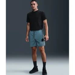 Broeken < Nike Dri-FIT Unlined Woven Korte Broek 7" Heren - mokey blue/black/mokey blue DV9340-006