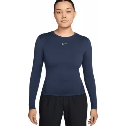 Nike One Fitted Dri-FIT Shirt met lange mouwen Dames - midnight navy/white IM9449-410
