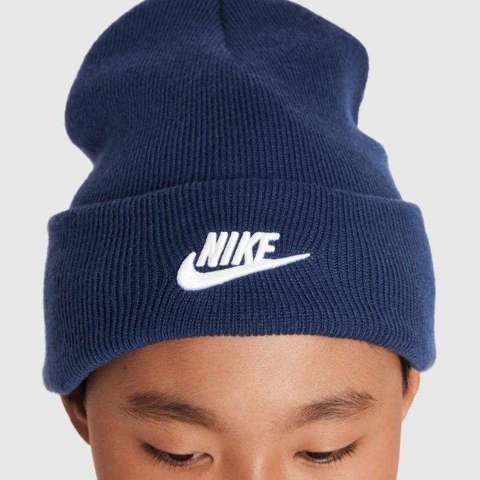 Mutsen|Mutsen < Nike Peak Beanie Kinderen - midnight navy/white HF5498-410
