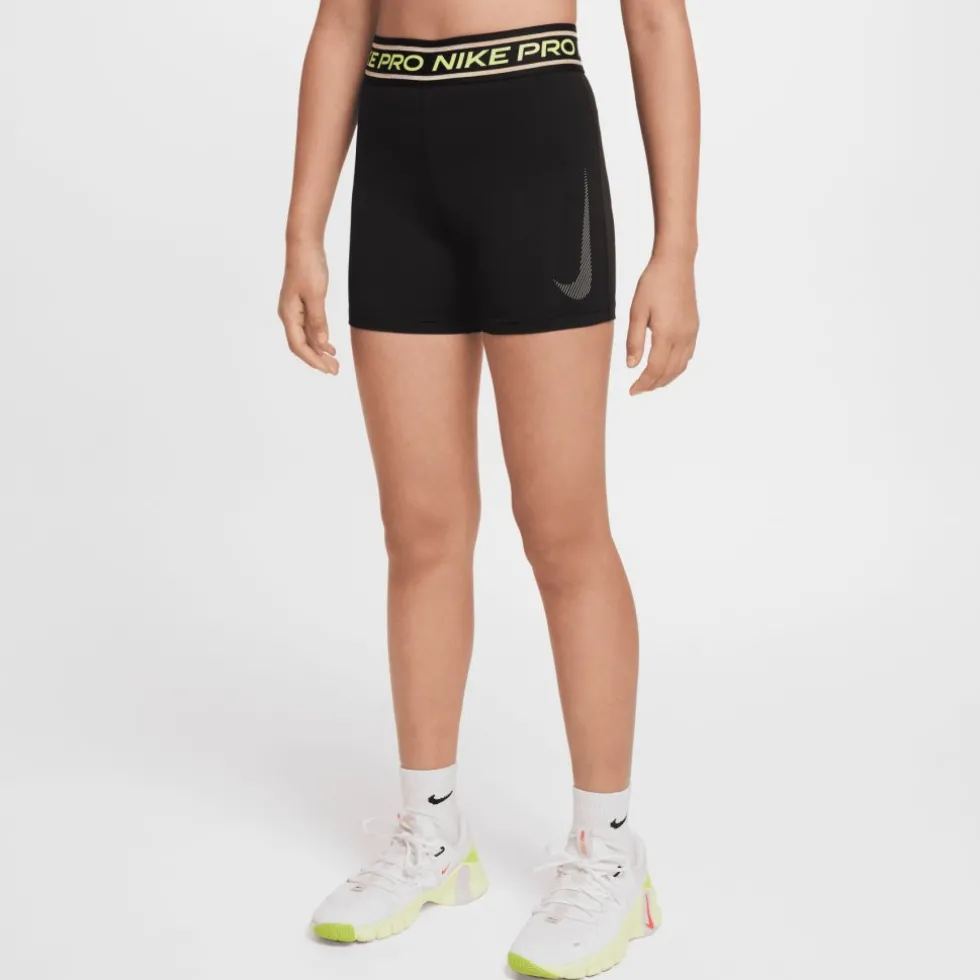 Nike Pro Dri-Fit 3" Shorts Meisjes - black/light lemon twist HV0733-011