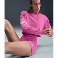 Nike Pro Dri-FIT French-Terry-Sweatshirt Dames - playful pink/pink foam/white HV3591-675